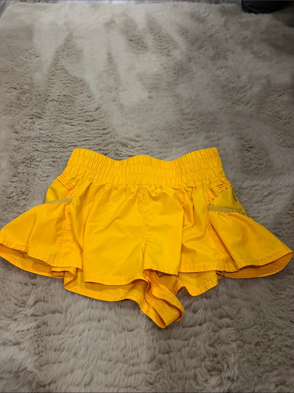 Free people movement Bright Yellow Ruffled Athletic Shorts